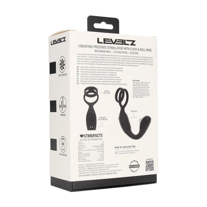 Stymulator prostaty - Premium Silicone, Wibracje, Pierścień na penisa i jądra, 13.6cm