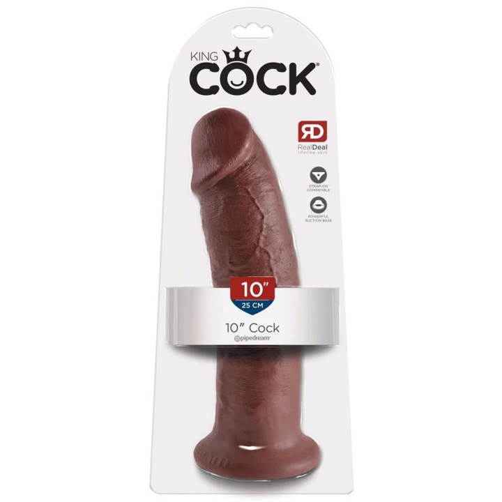 Dildo realistyczne King Cock 10" Brown – PVC, 25,4 cm długości, Ø 6,1 cm
