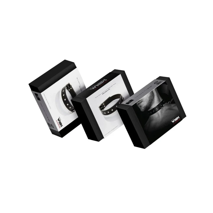 Obroża męska WHIPS, skórzana, wąska, regulacja 42-50 cm, szerokość 3 cm