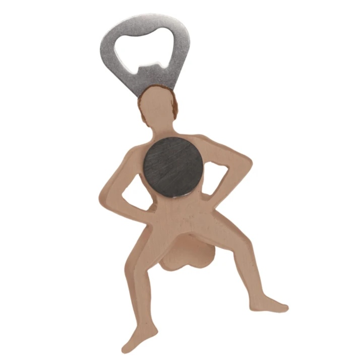 Otwieracz do butelek Mężczyzna Twardziel z magnesem, ruchomym elementem i unikalnym designem