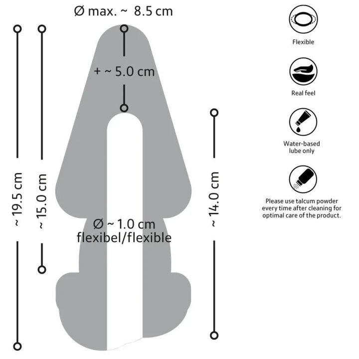 Korek analny i przedłużacz Nature Skin, elastyczny, głębokość 14 cm, średnica 3-8,5 cm