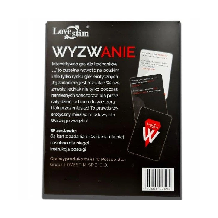 Gra erotyczna interaktywna LoveStim, 60 kart z zadaniami, dla par w każdym wieku
