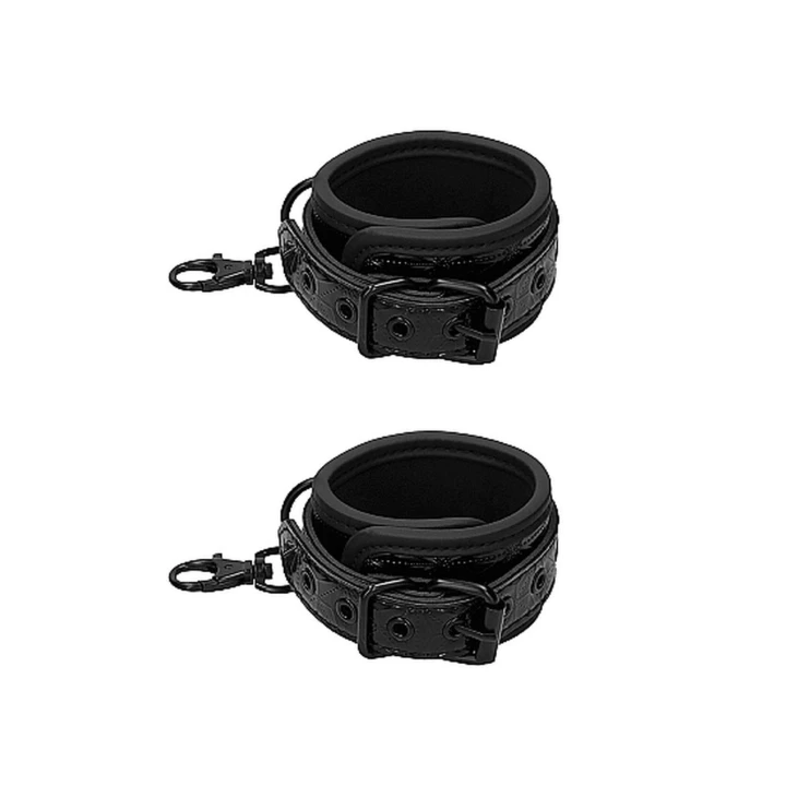 Rozpórka erotyczna OUCH! - Czarna, 40,3 cm, neoprenowe mankiety, diamentowy wzór.