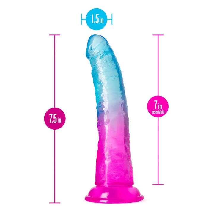 Dildo B Yours Beautiful Sky, 7,5 cala, przyssawkowy, gradientowy design, PVC