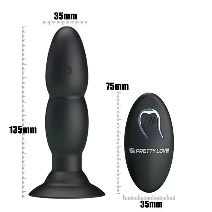 Wtyczka analna PRETTY LOVE - Obrotowa z 4 wibracjami, zasilanie USB, rozmiar 135mm