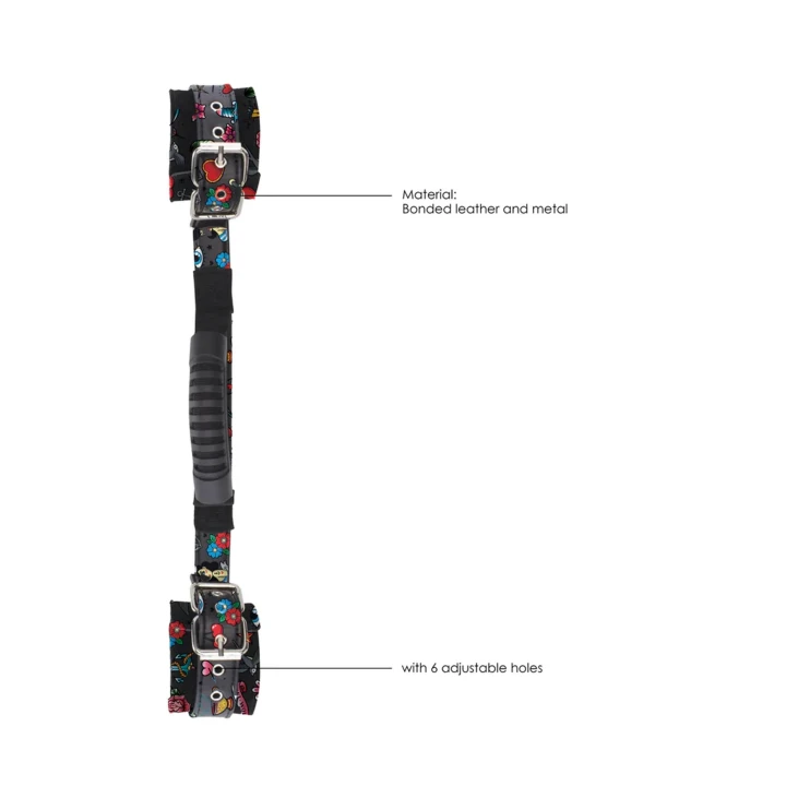 Kajdanki regulowane OUCH! ze skóry, z uchwytem, długość 59cm, średnie bezpieczeństwo