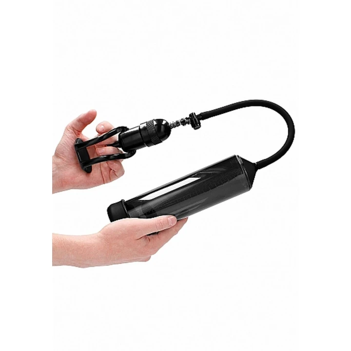 Pompka do penisa PUMPED Deluxe, długość 23cm, średnica 6cm, z uchwytem i zaworem zwalniającym