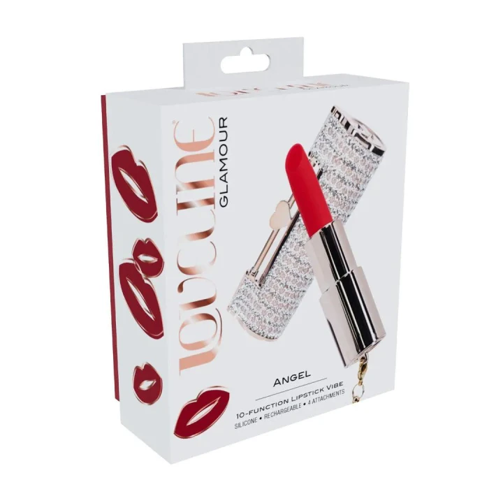 Wibrator mini - Angel, silikonowy, 5 trybów, kompaktowy, zestaw 4 końcówek, różowy