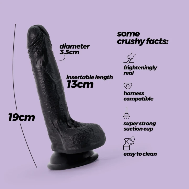 Dildo CRUSHIOUS Inviktus 19cm, płynny silikon, elastyczny, mocna przyssawka