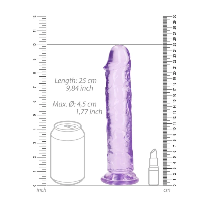 Dildo REALROCK CRYSTAL CLEAR - 9.1'' penet., przyssawka, wodoodporny, bez ftalanów