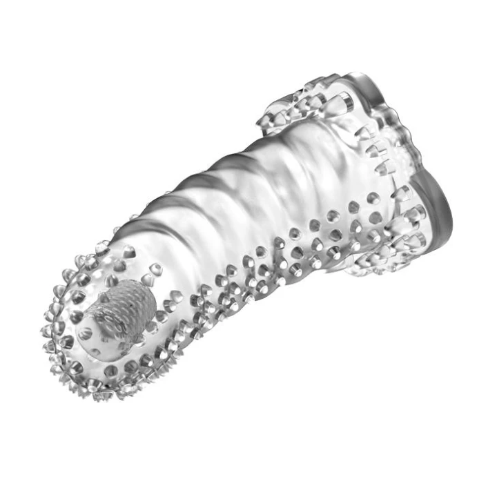 Wibrator penisa BAILE - silikonowa nakładka, 18 cm długości, przezroczysty