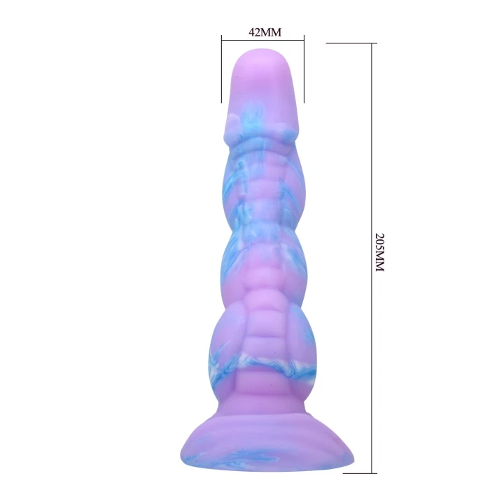 Dildo - Power Monsters Alien, 20,5 cm, pofalowana tekstura, silikon medyczny
