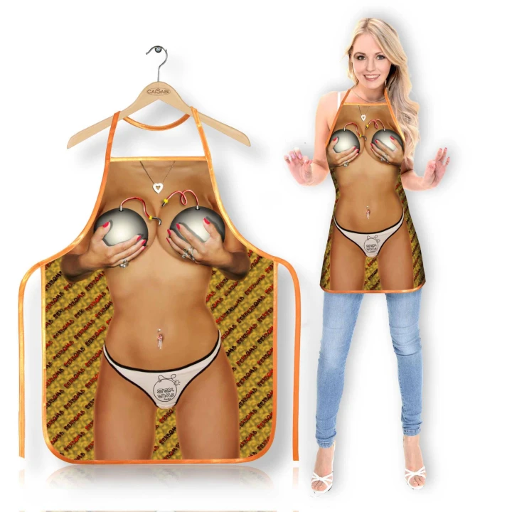 Fartuch kuchenny Bomb Shell 102SB, lekki materiał, regulowane paski, zabawny wzór