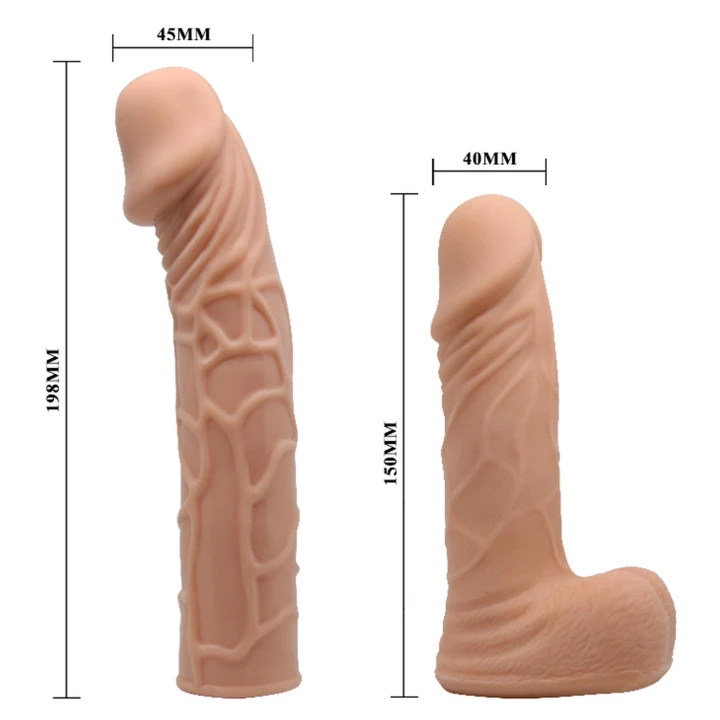 Dildo BAILE - Jessica, 7,8 cala i 5 cali, z regulowaną uprzężą, materiał ABS PU Guma TPR