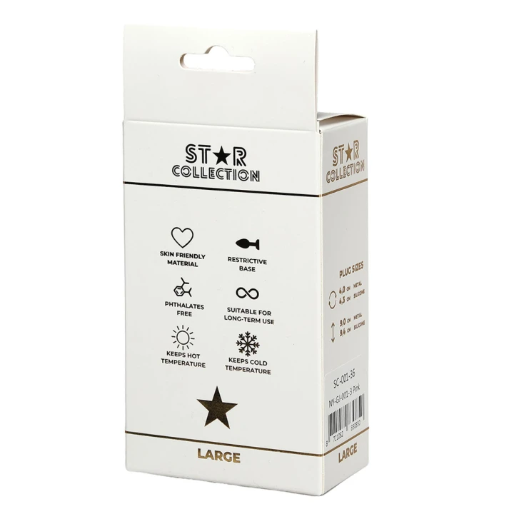 Korek analny L — Star Collection, różowy silikon z kryształem, długość 10 cm