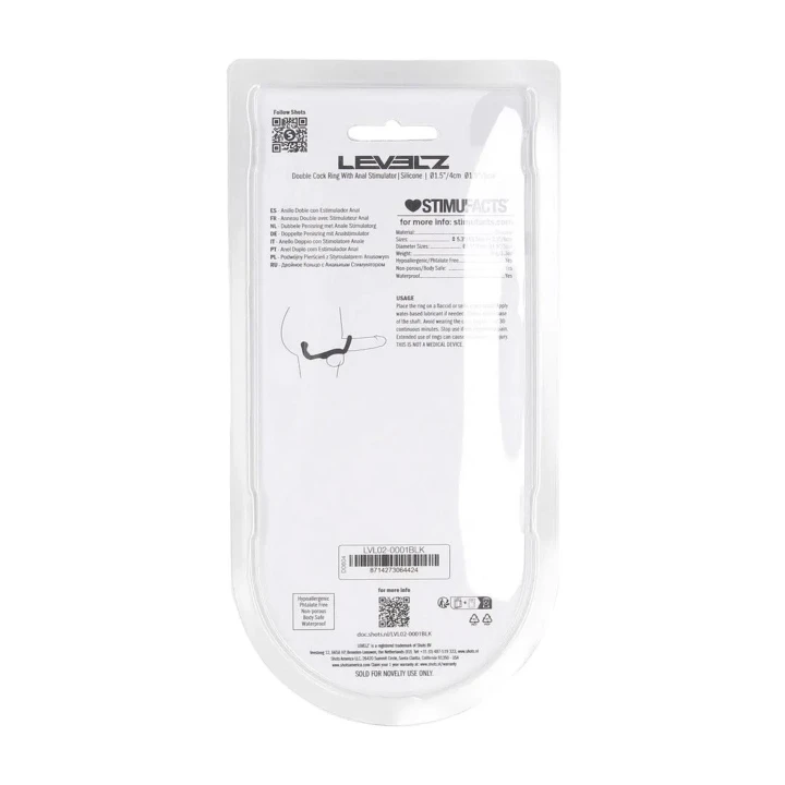 Podwójny pierścień erekcyjny z kulką analną LEVELZ, silikonowy, 5cm, 13,7cm