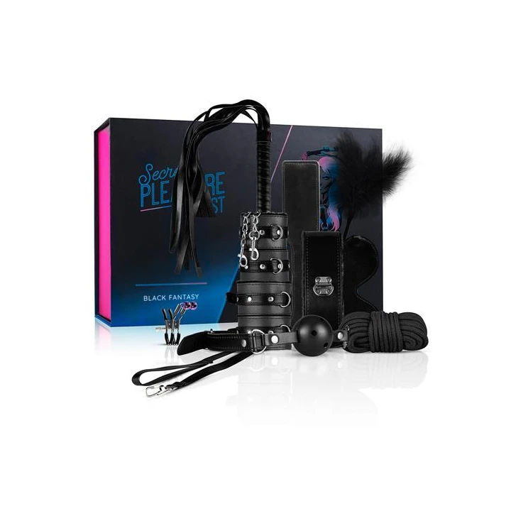 Zestaw BDSM EasyToys - 10 elementów, skórzane mankiety, regulowane akcesoria