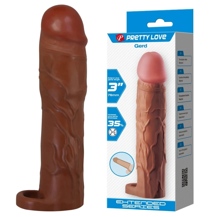 Rękaw na penisa PRETTY LOVE - Gerd, TPR, realistyczny wygląd, wygodny pasek