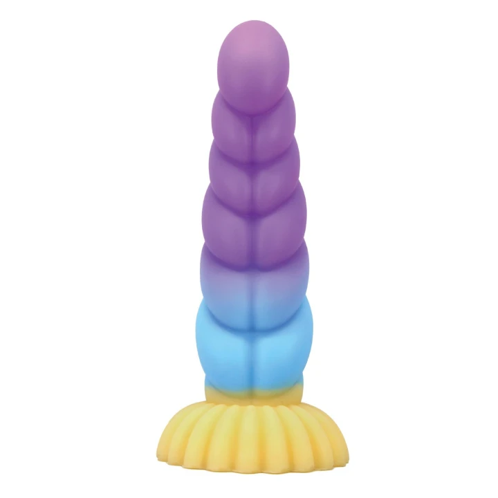 Dildo Power Monsters Unicorn - 22 cm, silikonowy, teksturowany, przyssawka