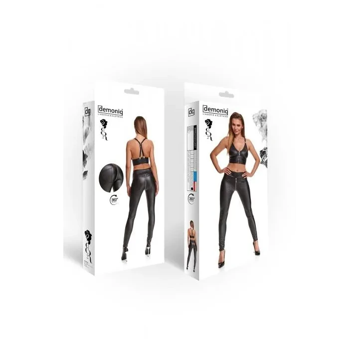 Leginsy wetlook BRMADDALENA001, czarne, elastyczne, eleganckie, S-XXL