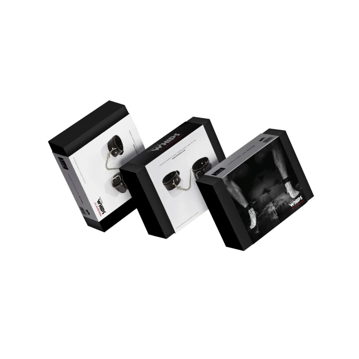 Kajdanki WHIPS męskie na nogi, szerokość 4 cm, regulacja 25-29 cm, skóra naturalna