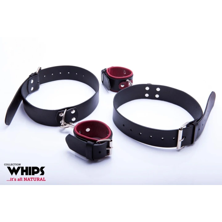 Kajdanki BDSM - Solidna skórzana uprząż na uda, naturalna skóra bydlęca, elegancka formacja