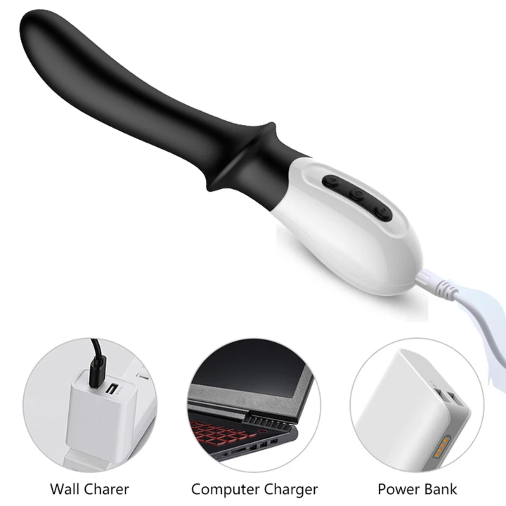 Masażer prostaty i punktu G, silikonowy, 10 funkcji, wodoodporny, USB