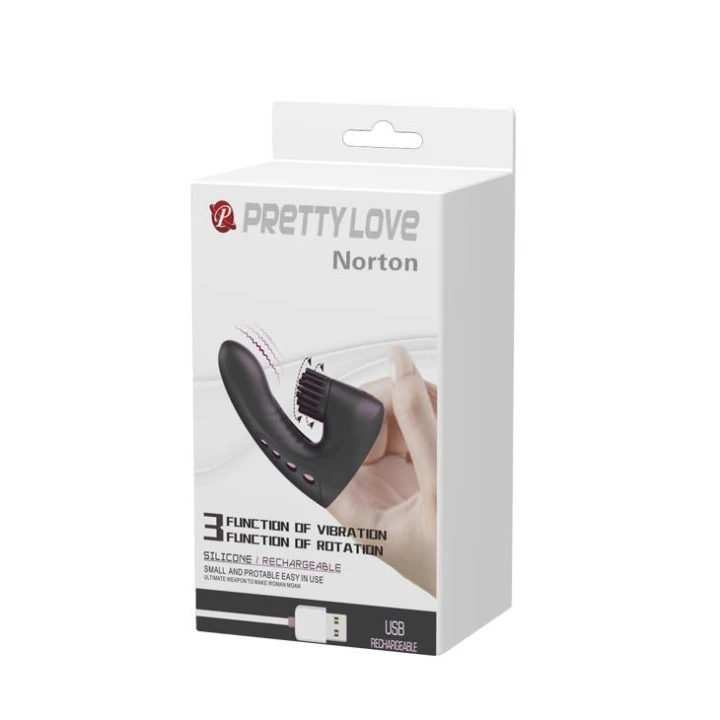 Wibrator palcowy PRETTY LOVE - 3 funkcje wibracji, 3 obroty, silikonowy, USB