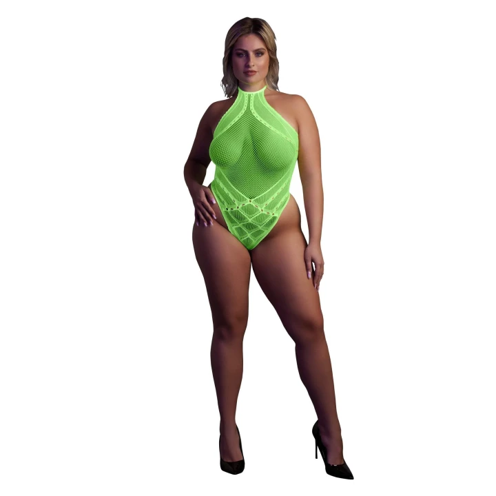 Body z Halter Neck - Neonowa Bielizna - XL/XXXXL, 92% Nylon, Elastyczne Materiały