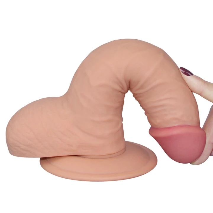 Dildo Love Toy Ultra Soft Dude 18 cm, Miękka Cyber Skóra, Przyssawka