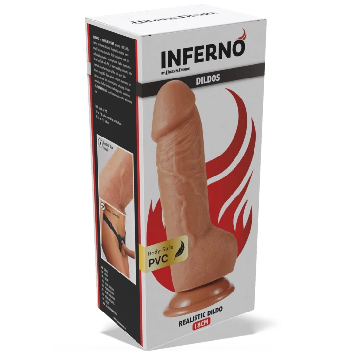 Dildo PVC INFERNO - 18 cm, realistyczny, przyssawka, elastyczny