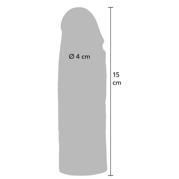 Nakładka na penis INFERNO, płynny silikon, 15 cm długości, średnica 4 cm