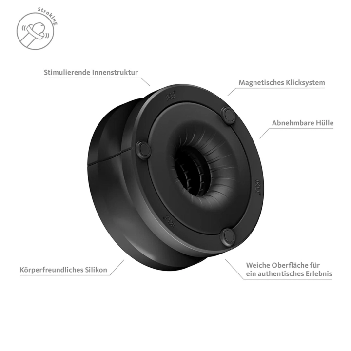 Moduł stymulujący IKU TIGHTER – Magnetic-Click, 7,4 cm, czarny
