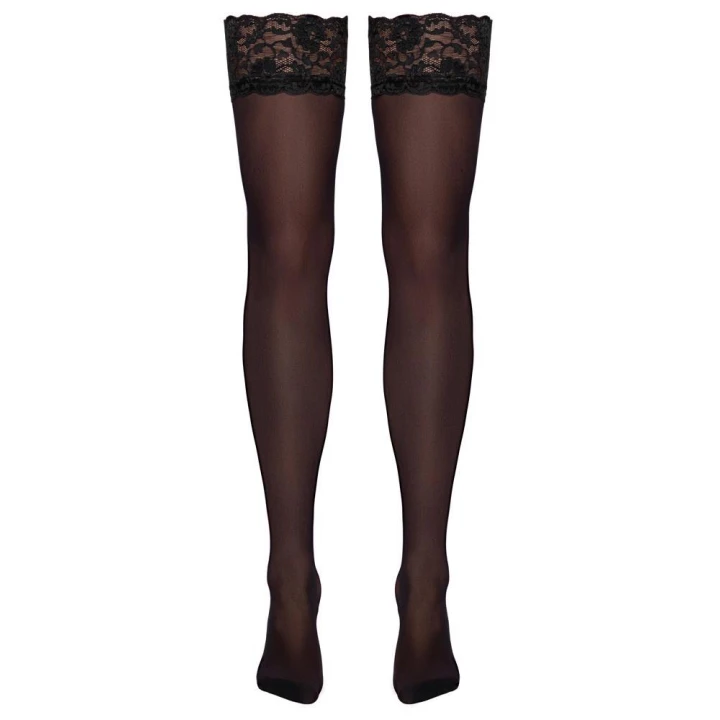 Pończochy COTTELLI LINGERIE, czarne, 20 den, koronka, wygodne, elastyczne