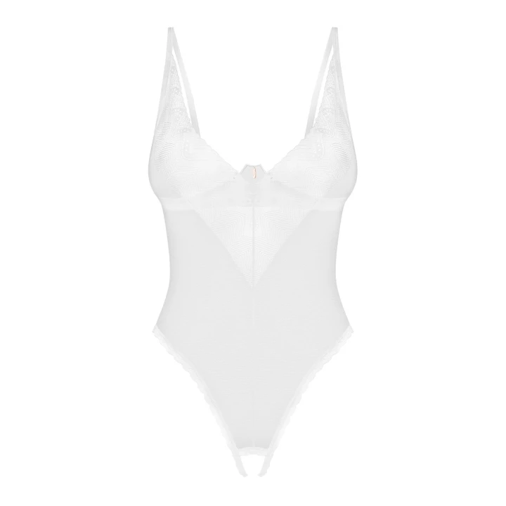 Body Alissium od OBSESSIVE, głęboki dekolt, koronka, transparentny materiał XS/S