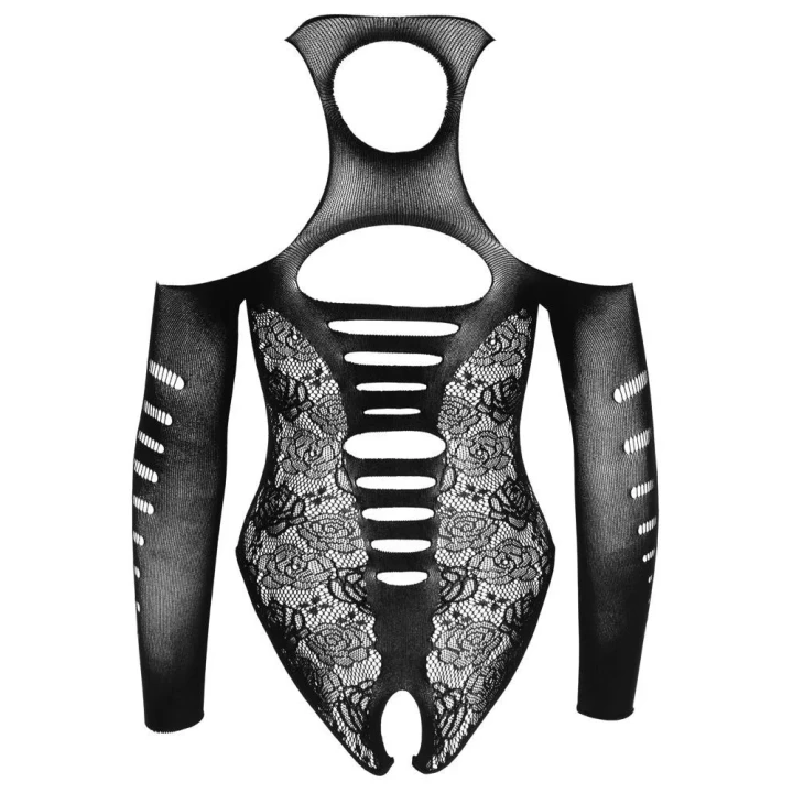 Body koronkowe NO:XQSE, 90% poliamid, 10% elastan, rękawy 3/4, wycięcia na plecach