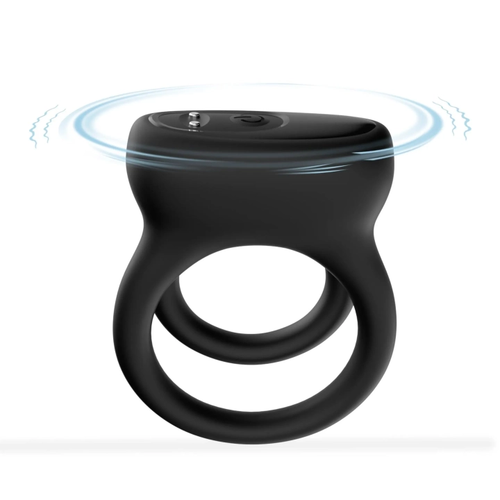 Pierścień wibracyjny Dualo Black, 9 funkcji, silikonowy, wodoodporny, USB