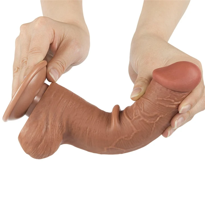 Dildo realistyczne 8'', podwójna gęstość, TPE, miękka skóra, przyssawka