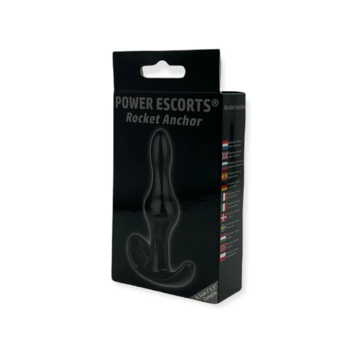 Zatyczka analna Rocket Anchor - Power Escorts - 8,5 cm, elastyczna, czarna