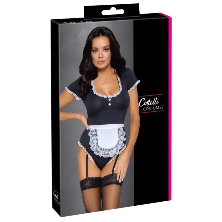 Body kelnerki COTTELLI LINGERIE z regulowanymi szelkami i eleganckim fartuszkiem