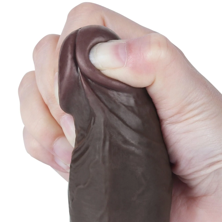 Dildo Realistyczne Dual Layer TPE 20,3 cm, Przesuwająca Się Skóra, Silna Przyssawka