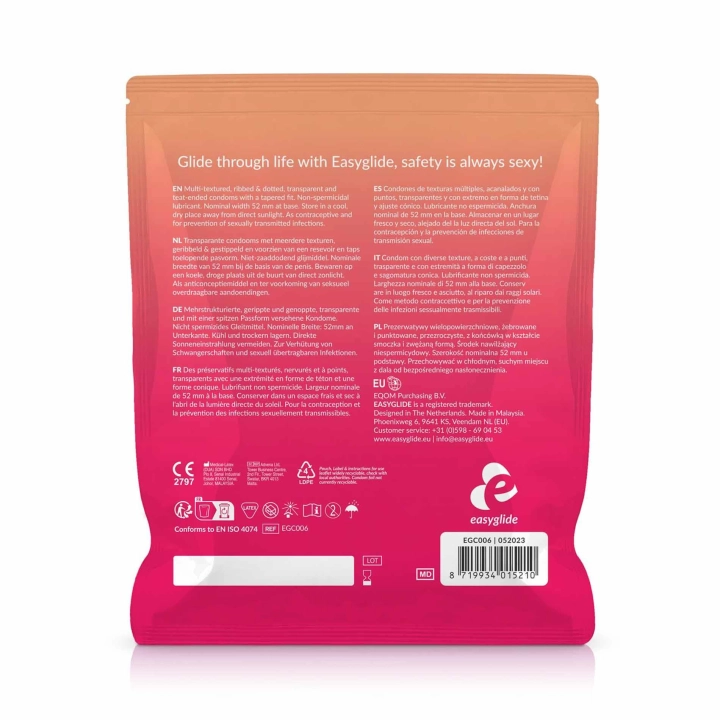 Prezerwatywy – EasyGlide Ribbed & Dotted, 40 szt., prążki i wypustki zwiększające stymulację
