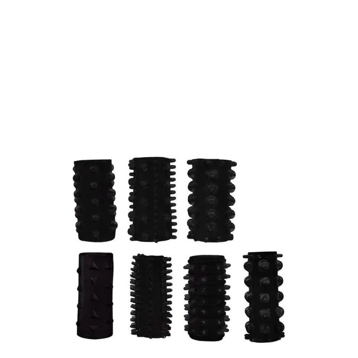 Rękawy na penisa All Time Favorites, 7 tekstur, elastyczne, TPE, 4,3-6,8 cm