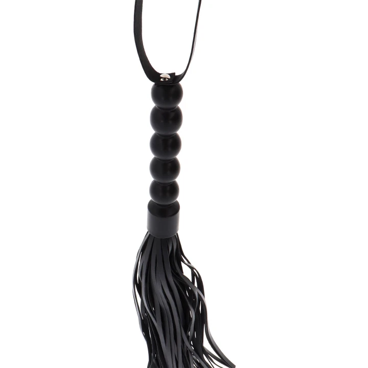 Flogger Krótki PU Leather - EXTREME, 57 cm, z koralikami do gry w BDSM
