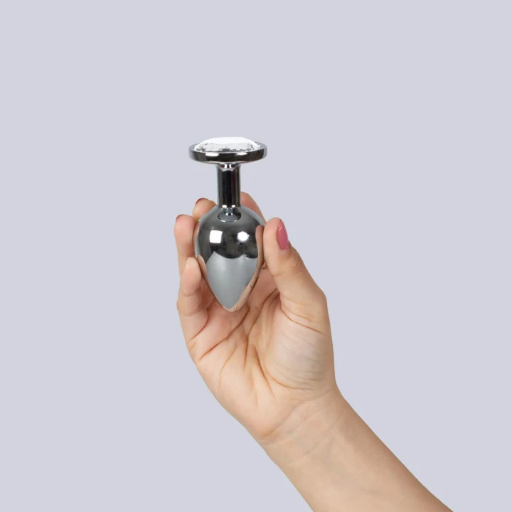 Koreczek analny CLEAR CRYSTAL – aluminiowy, 4cm średnicy, zwężana końcówka