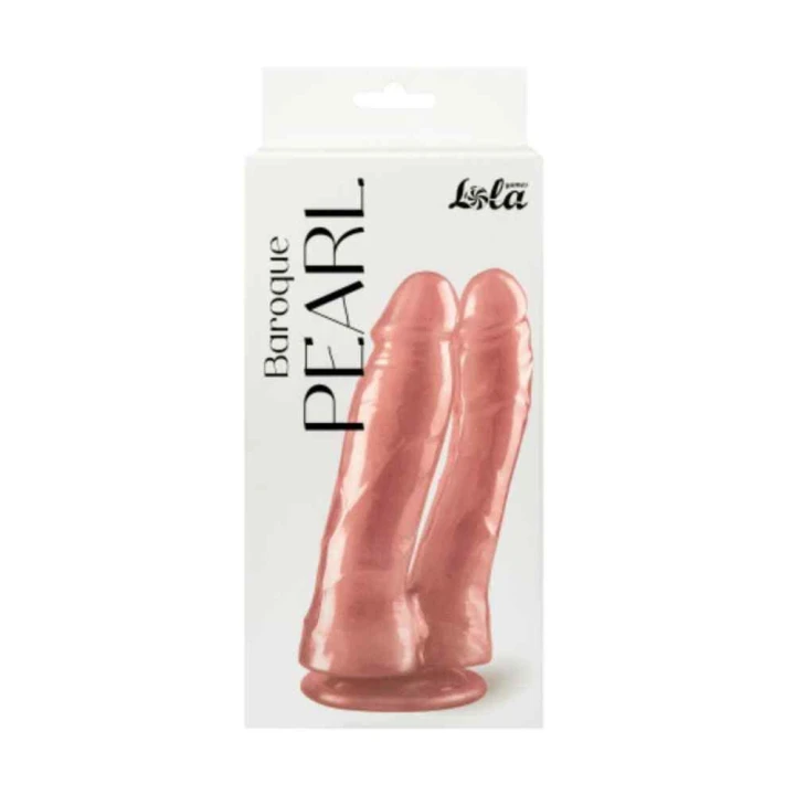 Dildo podwójne Baroque Pearl – realistyczne, perłowe wykończenie, z przyssawką