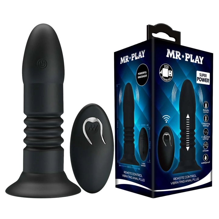 Wtyk analny - MR PLAY, 4 tryby wibracji, 4 tryby ruchu, zdalne sterowanie