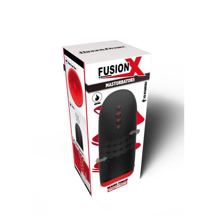 Masturbator Beaded Tongue Fusion X - Wibracje, Tryb podgrzewania, IPX6 Waterproof