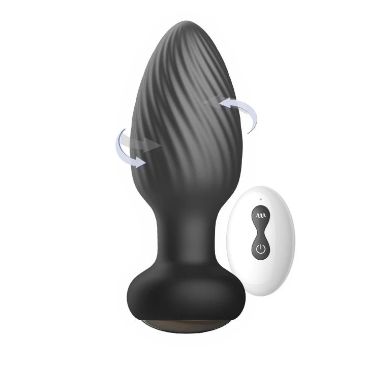 Wtyczka analna rotacyjna zdalnie sterowana, silikonowa, 3,5 cm, wibracje