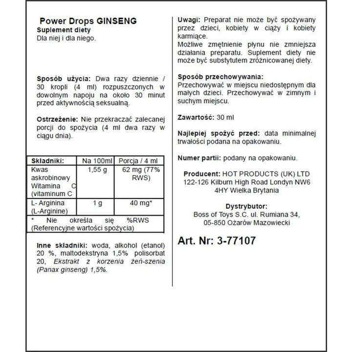 Krople Ginseng energetyzujące Supl.diety, 30ml - naturalny skoncentrowany ekstrakt żeńszenia